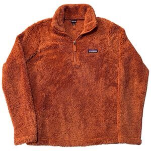 Patagonia Los Gatos Fleece Jacket Womens M Burnished Red Orange 1/4 Zip Pullover